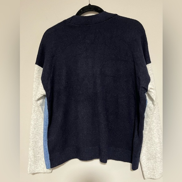 TALBOTS Blue/Gray Color Block Cardigan Sweater Size XL Petite Classic Minimalist - Picture 5 of 7